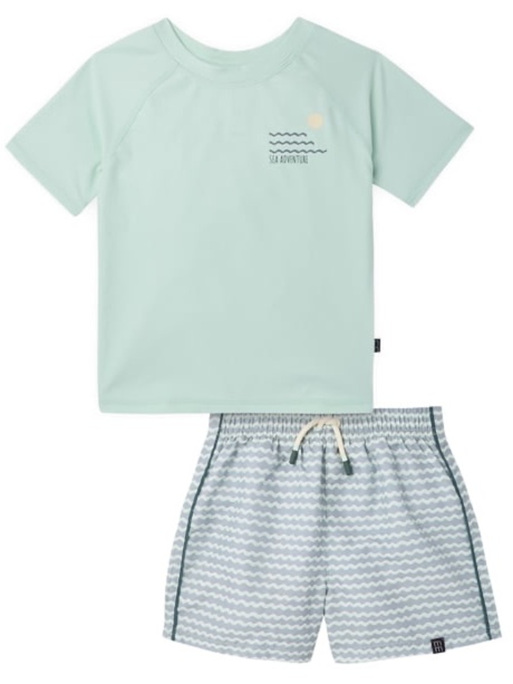 MODERN MOMENTS | Kids Short Sleeve Rash Guard & Swim Trunks Set in Tropez Waves